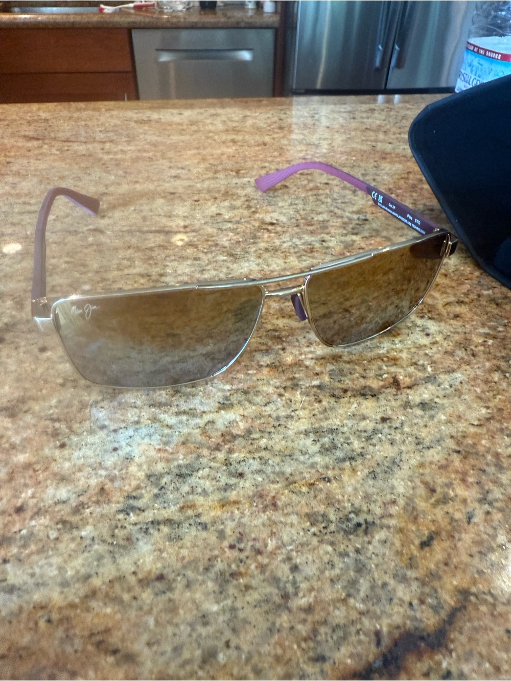 Maui Jim Piha Sunglasses — Burgundy Temples with Gold-to-Blue Gradient Lenses - Picture 8 of 8